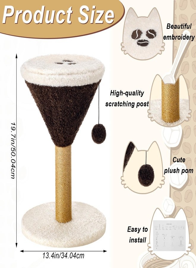 Sosation Espresso Martini Cat Scratcher 19.7" H Cat Scratching Post Scratcher with Dangling Ball for Indoor Cats Scratching Post for Kittens and Medium Large Cats - Image 2